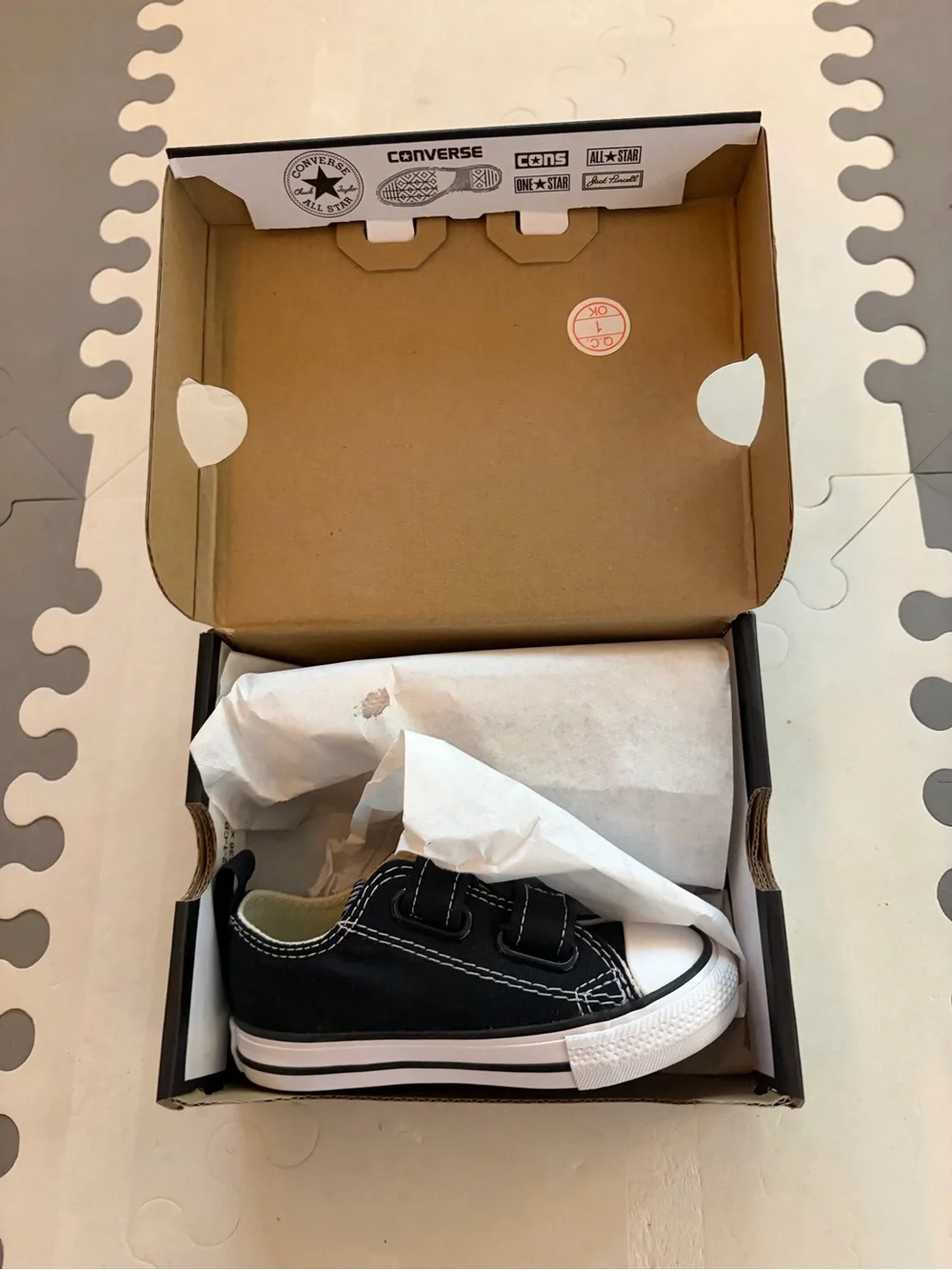 Converse Kids Black & White Low Top Velcro Sneakers
